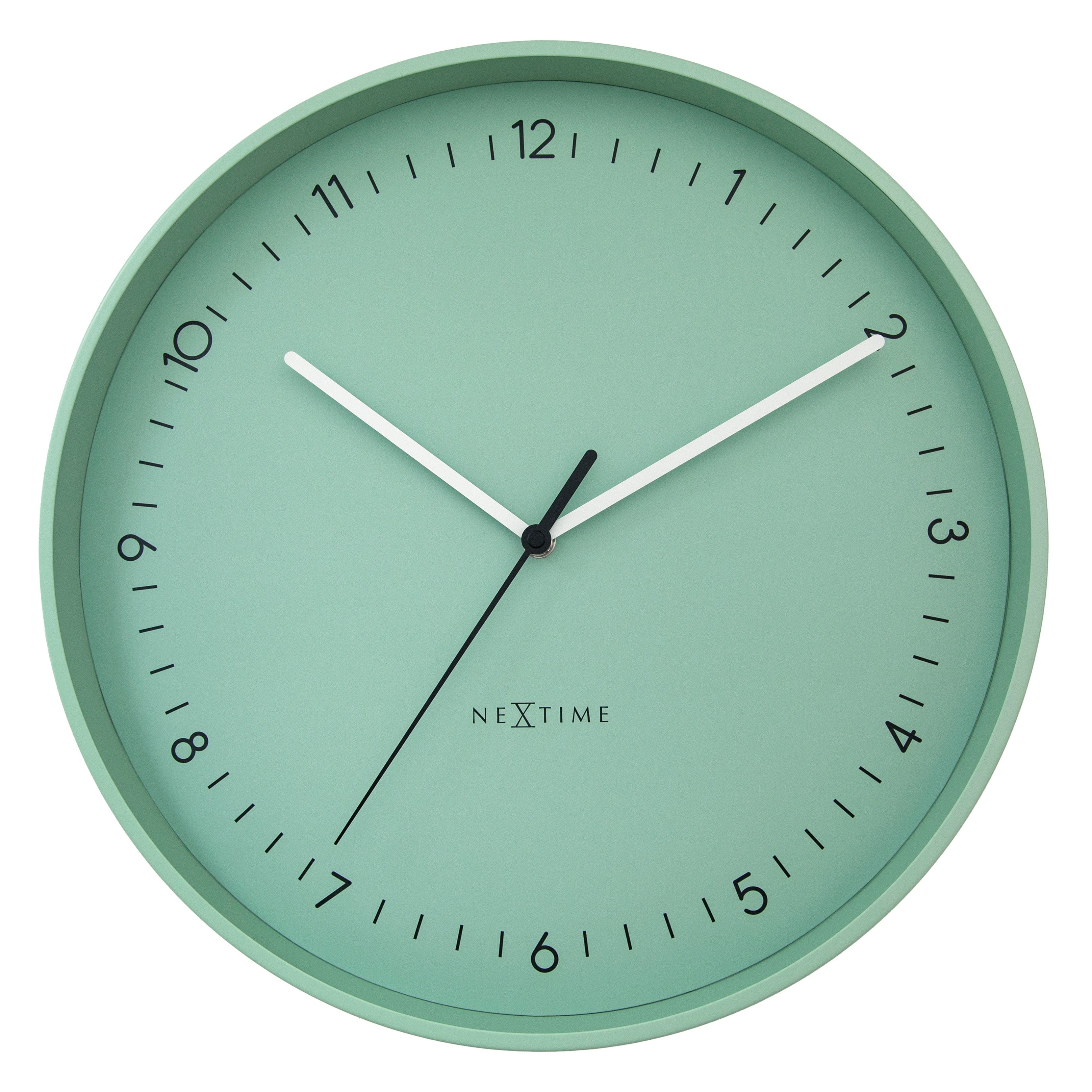 NeXtime Berlin L wall clock, 40cm metal design with silent movement, showcasing a modern black and white face.